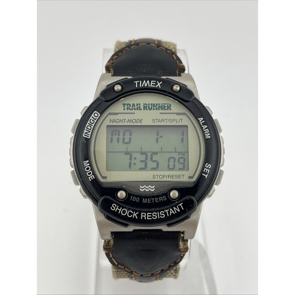 Vintage‎ Timex Trail Runner Digital Watch Men 40mm Case Nylon Band- New Battery